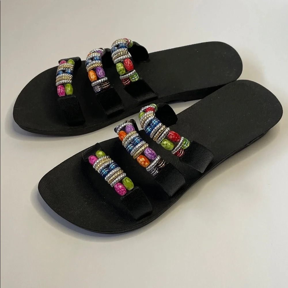 NWOT PALI Hawaii Slide Colorful Beaded Women's Sandals. Size 9. - Picture 2 of 7